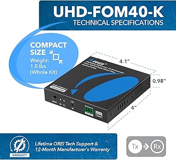 Amazon.com: OREI 4K@60Hz HDMI Over Fiber Optic Extender 1G Up to