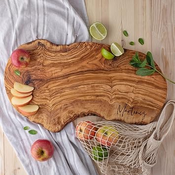 Forest Decor Personalized Charcuterie Board for Wedding Gift, Live Edge Cutting Board, Rustic Olive Wood Cheese Board, Perfect Personalized Wedding Gift for Couple, 100% Natural and Handcrafted