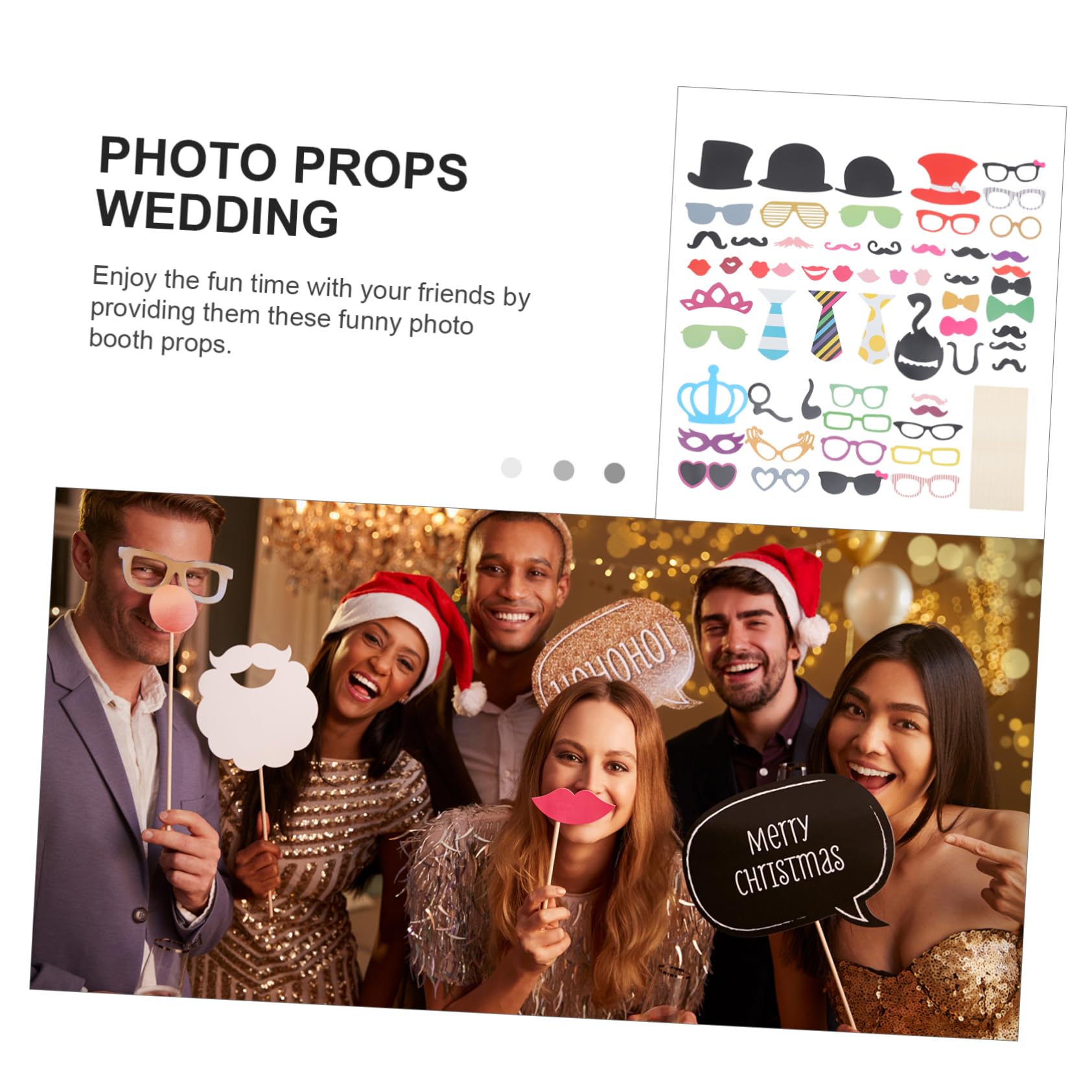 Cabilock Lot de 60 Accessoires Photo pour Fêtes Moustaches et Chapeaux en Papier Cartonné et Bâtonnets en Bambou pour Photobooth Amusant Lors de Mariages ou Fêtes Plusieurs Styles