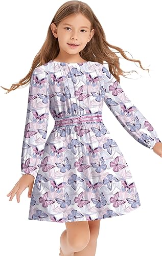 Miniatura 1 de Vestido floral con cintura fruncida para niñas, ropa de juego para la iglesia, vacaciones, vestido midi suave con bolsillos
