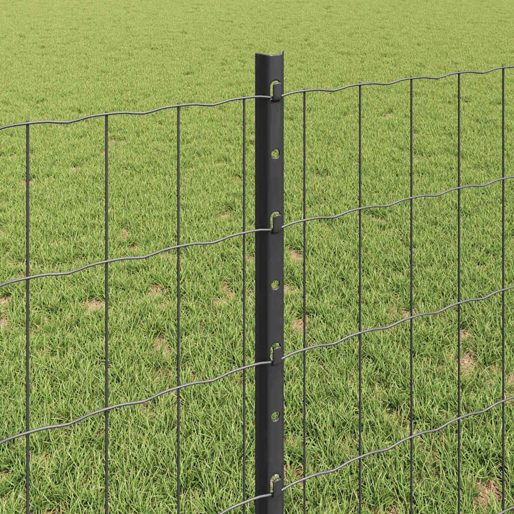 Set di recinzione da giardino, rotolo di recinzione in acciaio e PVC verniciato a polvere, per giardino e terrazza, 10 x 0,8 m, grigio, con pali e kit di montaggio