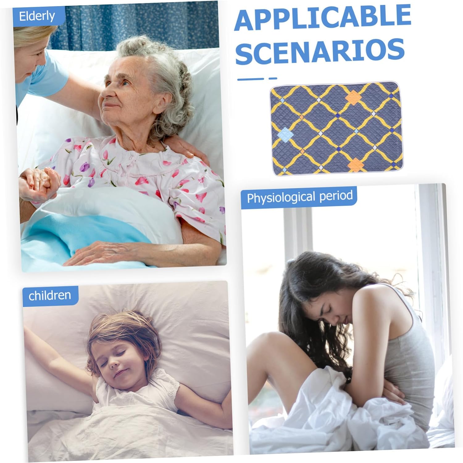 Washable Breathable Elderly Incontinence Pad Reusable Absorbent Bed Protector for Menstruation Urinary Incontinence Cotton Mattress Pad