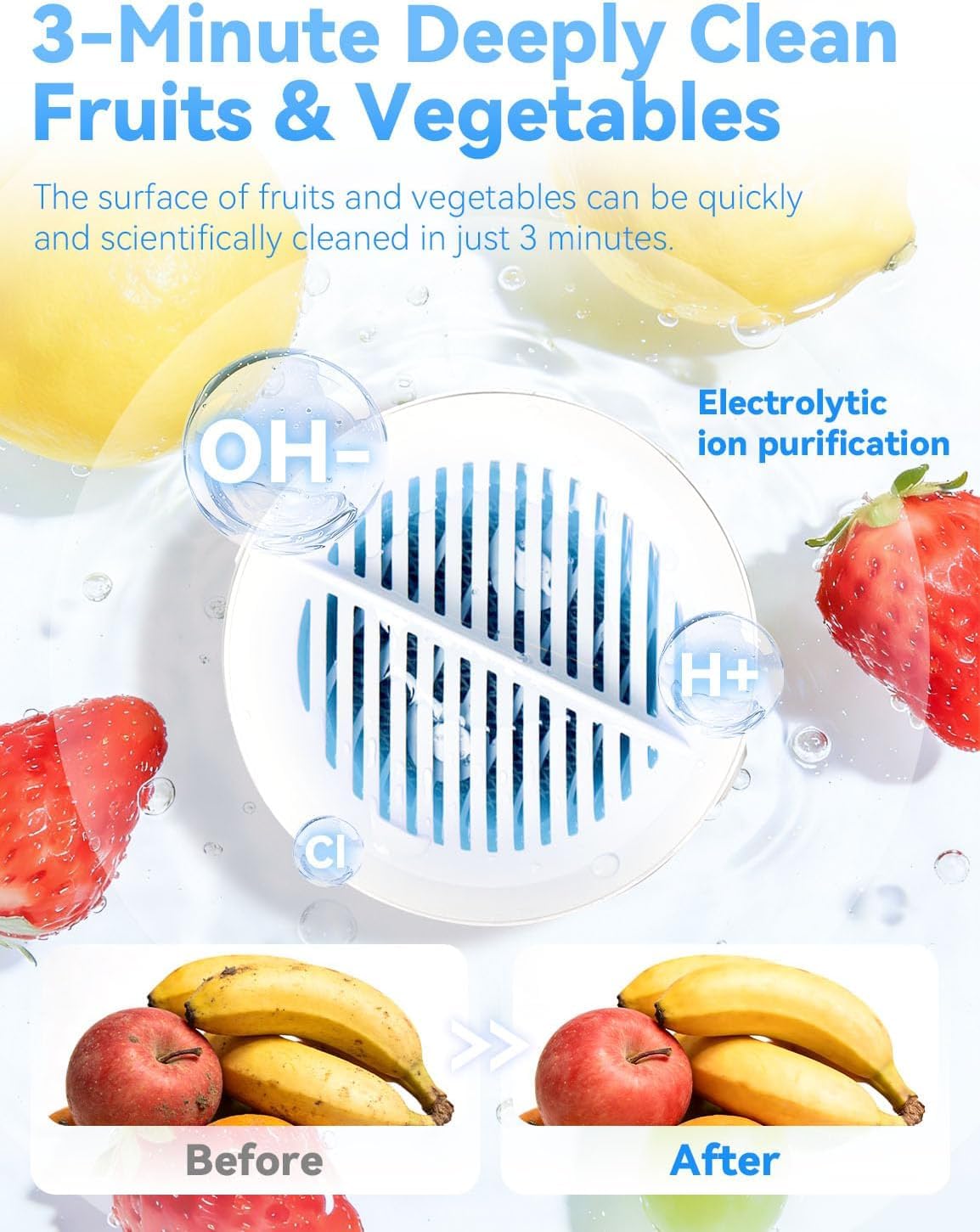 Puribreeze Obst Und Gemüse Waschmaschine,kabelloser, Tragbarer Elektrischer Reiniger, Der Effektiv Reinigt (1 PCS)