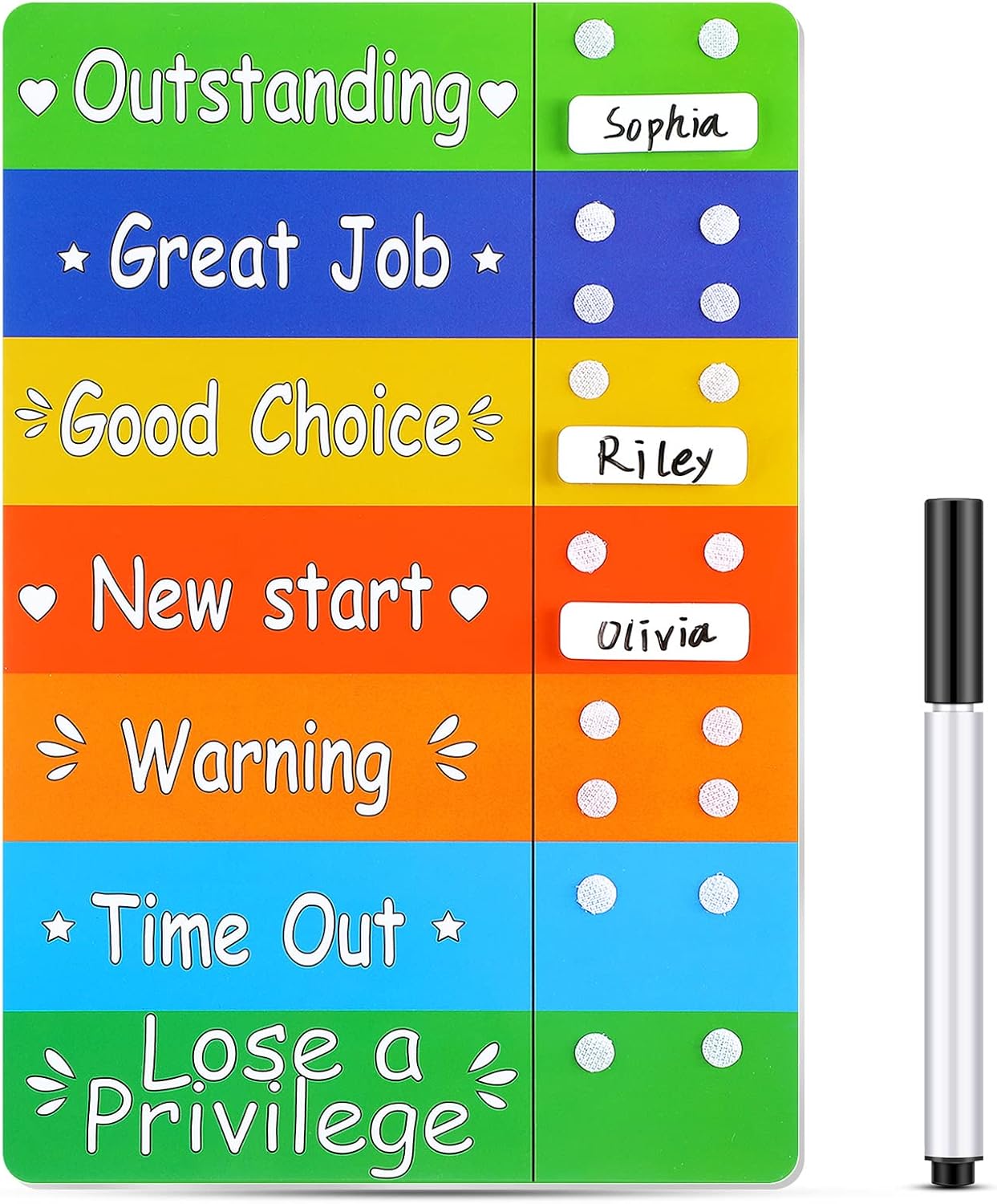 Geyee Colorful Behavior Chart for Multiple Kids Reward Incentive Behavior Chart with 12 Pieces Blank Movable Name Pieces Kids Board for Home School Classroom, 12.8 x 8.6 Inches(Classic) Geyee Colorful Behavior Chart for Multiple Kids Reward Incentive Behavior Chart with 12 Pieces Blank Movable Name Pieces Kids Board for Home School Classroom, 12.8 x 8.6 Inches(Classic)