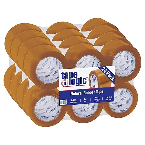 Vista 28 de Partners Brand PT90150 cinta de goma natural transparente, 1.9 mm, 2" x 55 yd (paquete de 36), Transparente, 6 Claro,Beige