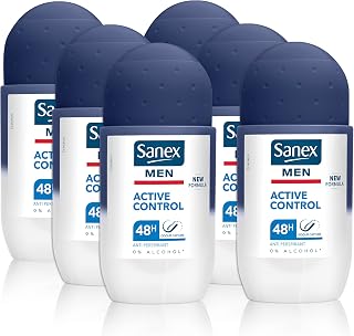 Sanex Men Active Control Antiperspirant Roll On Deodorant 50ml, Pack of 6 |48 hour odour protection | Odour capture technology | Dermatologically tested