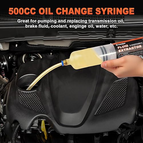 Miniatura 8 de Bomba extractora de líquidos automotriz de 500 CC, jeringa de cambio de aceite con manguera suave adicional de 32 pulgadas y dos tubos de 9