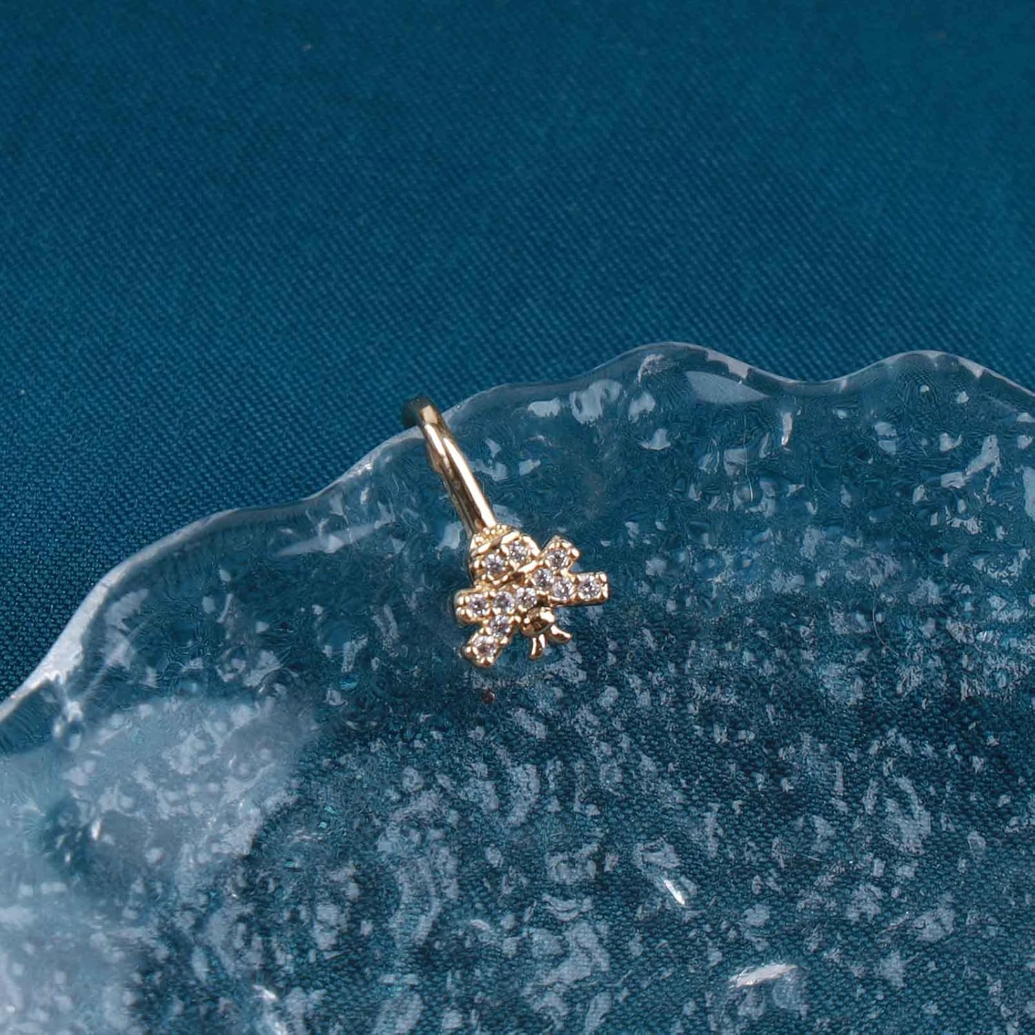 Boho Cz Bee Nose Ring Gold Crystal Bee Nose Cuff Crystal Septum Nose Rings U Shaped Clip On Nose Stud Rhinestone Hoop Nose Piercing Jewelry for Women - Image 6