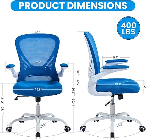 Miniatura 11 de Cómoda silla de escritorio ergonómicas con soporte lumbar y reposabrazos abatibles, cómodas sillas de computadora, silla de estudio para oficina en