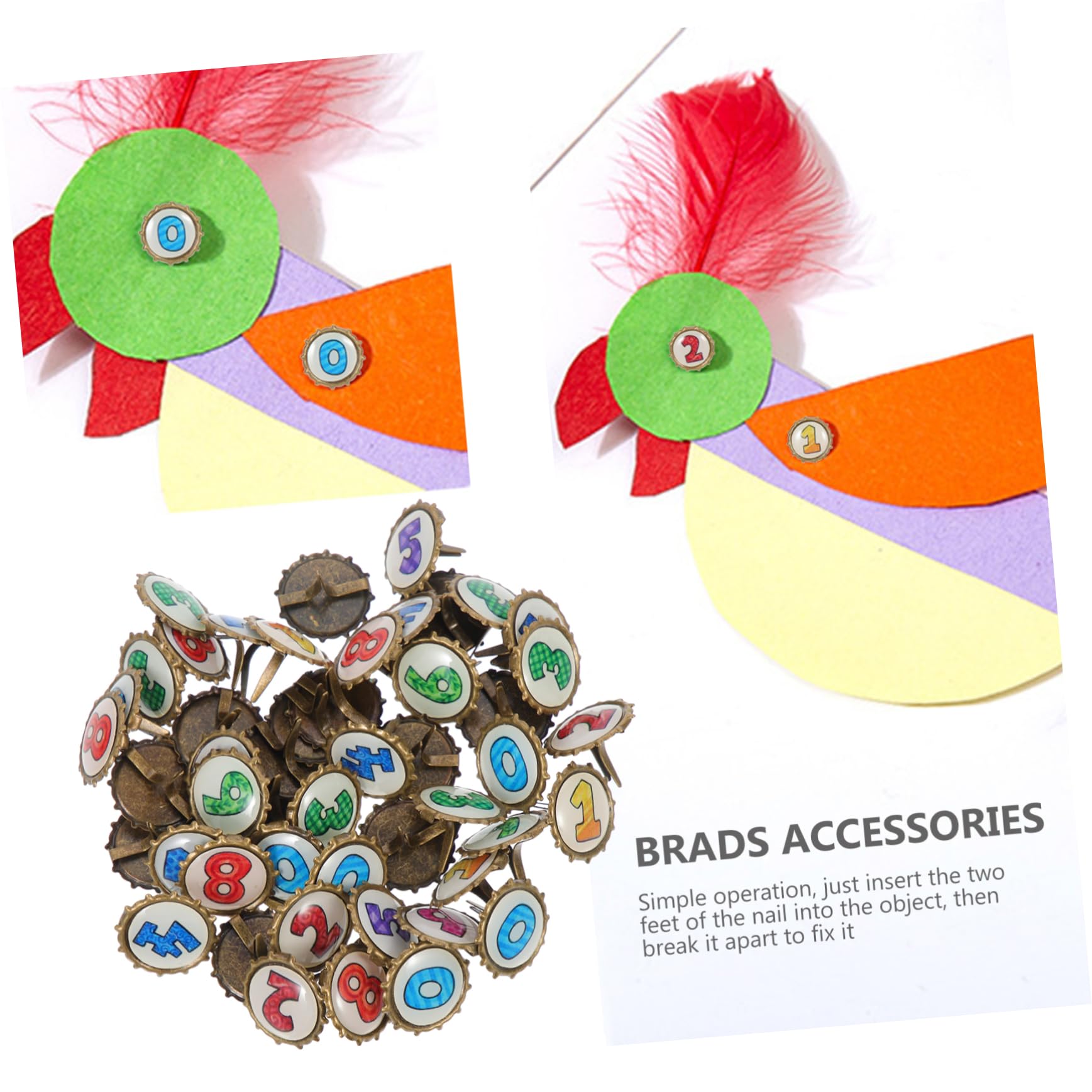 SEWACC 500stücke Bunte Zwei Fuß Brads Für Scrapbooking Bastelbedarf Dekorationsmaterialien Glatte Oberfläche Für Karten Und Bastelprojekte