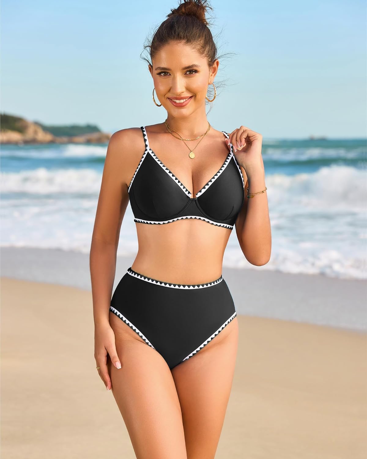 DaiLiWei High Waisted Bikini Sets Womens Bathing Suits Tummy Control 2 Piece Swimsuit Full Coverage Floral Swim Suits - Image 2