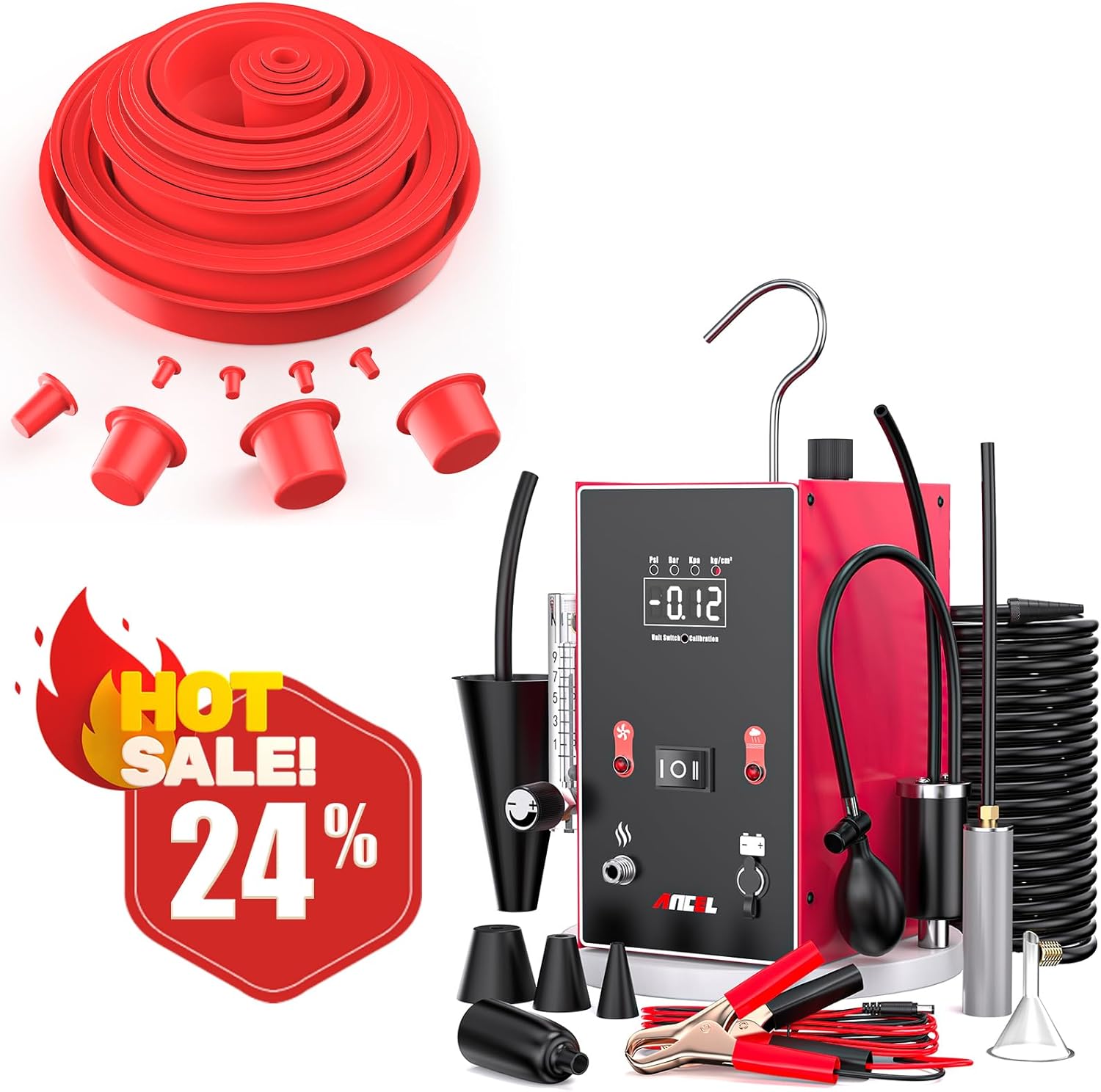 ANCEL L300 Smoke Machine Automotive Built-in Air Pump, Vaccum Leak Detector Automotive Block Cap Plugs Kit