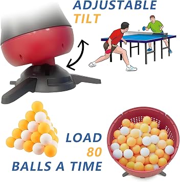 Automatic Ping Pong Ball Launcher Machine,Cordless Control,Table Tennis Serving Robot,Speed Spin Frequency Adjustable,for Practice Training Main