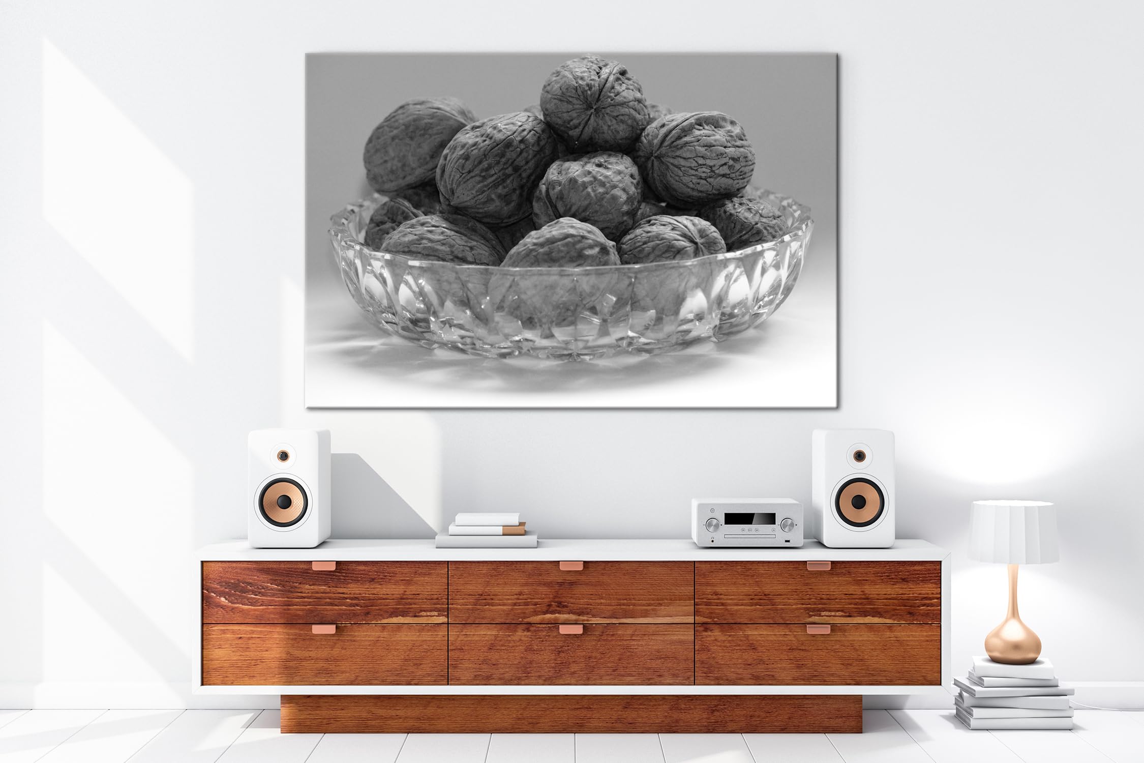 deyoli chrupiące orzechy włoskie w skorupie format: 90 x 60 cm efekt: czarny/biały jako obraz na płótnie, motyw oprawiony na ramie z prawdziwego drewna, wysokiej jakości druk cyfrowy z ramą