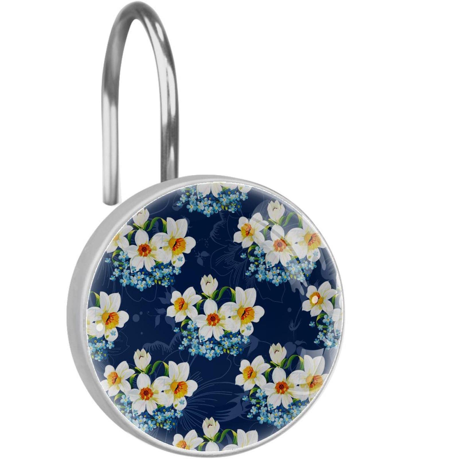 Crochets de rideau de douche en acier inoxydable durable motif jonquille