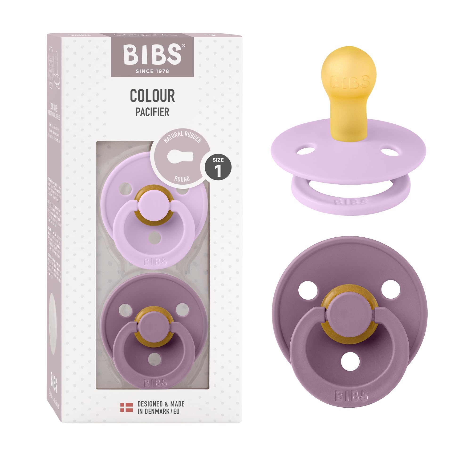 BIBS Colour Paquete de 2 chupetes. Libre de BPA, Tetina redonda. Látex natural, Talla 1 (0-6 meses), Baby Blue/Baby Blue — view 23