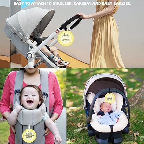 Miniatura 6 de Paquete de 2 letreros de asiento de automóvil para bebé, no tocar, con correas para colgar y clip, letrero de seguridad para bebé niña y niño