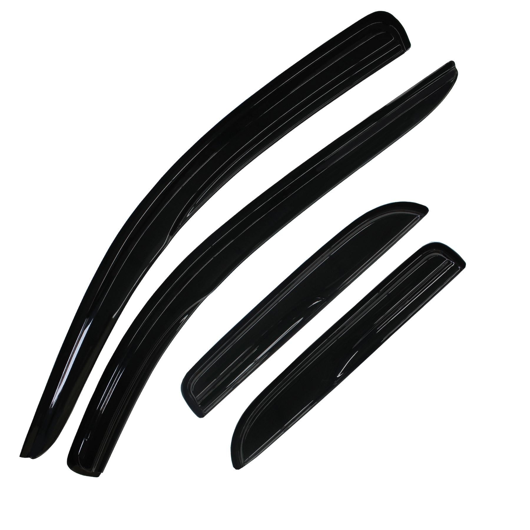 4 deflectores de viento para ventana delantera y trasera, compatible con Dodge Ram Quad Cab 2002-2009, estilo de montaje exterior