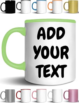 Custom Coffee Mugs - Add Your Name, Text or Letters - Personalized Ceramic Cups with Multiple Colors and Fonts - Monogram Novelty Mug