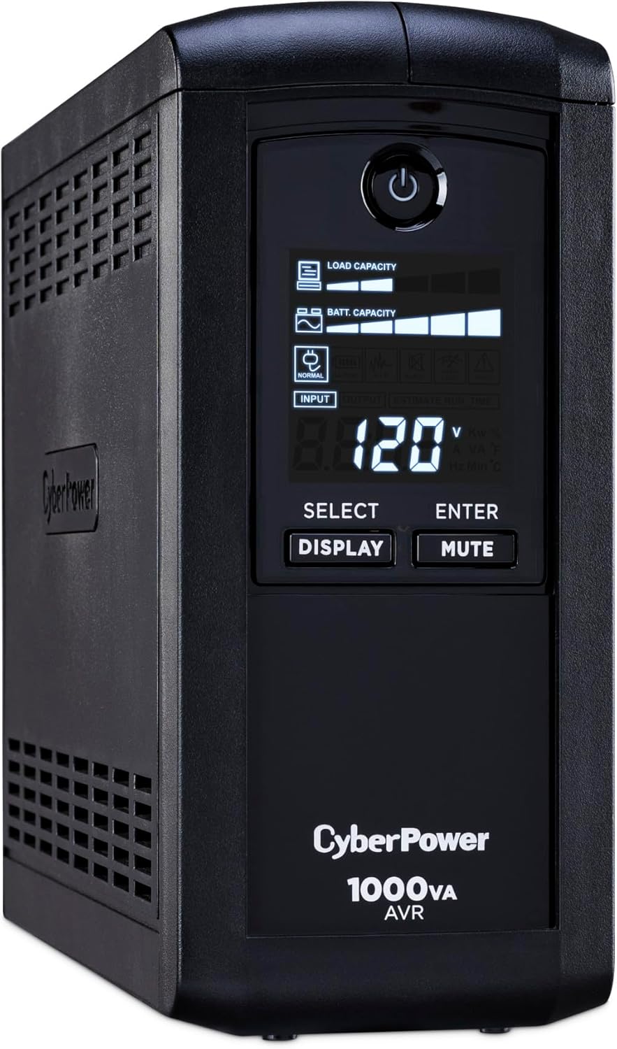 CyberPower CP1000AVRLCD LCD UPS Battery Backup and Surge Protector, 1000VA/600W, 9 Outlets, AVR, Mini-Tower, UL Certified