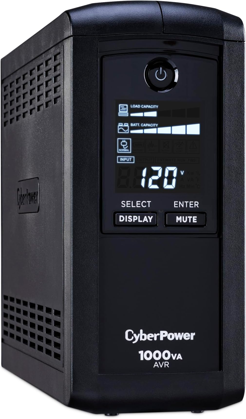 CP1000AVRLCD Intelligent LCD UPS Battery Backup and Surge Protector, 1000VA/600W, 9 Outlets, AVR, Mini-Tower, UL Certified