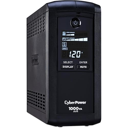 CyberPower CP1000AVRLCD Intelligent LCD UPS Battery Backup and Surge Protector, 1000VA/600W, 9 Outlets, AVR, Mini-Tower, UL Certified