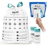 OKKEAI 4 Gallon Heavy Duty Drawstring Trash Bags, Green Printed Unscented Small Garbage Liners for Kitchen & Bathroom - 90 Count Leak-Proof