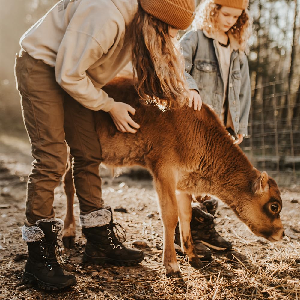 HOBIBEAR Botas de invierno para mujer, cálidas, con forro de piel sintética, botas de nieve para clima frío, para exteriores, resistentes al agua