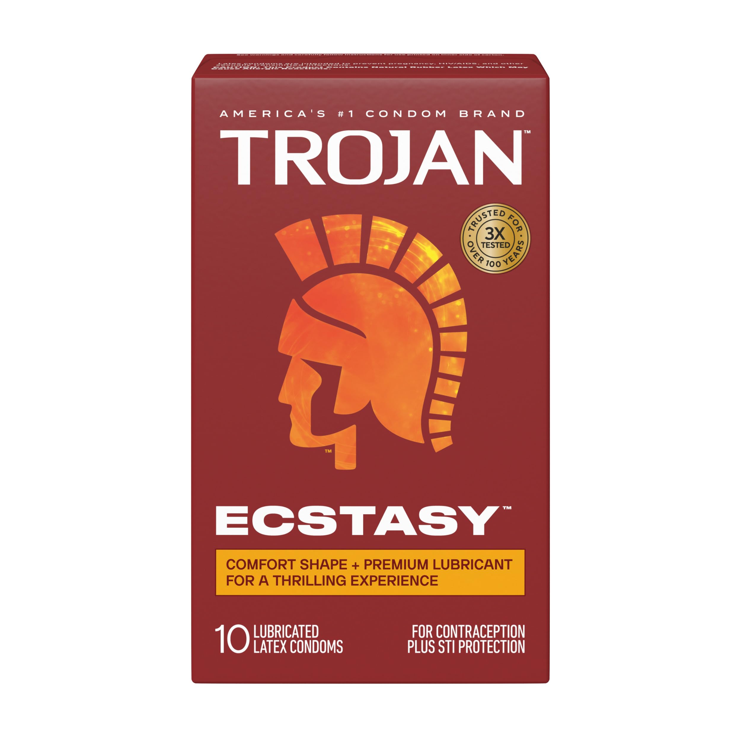 TROJAN Ultra Ribbed Ecstasy Lubricated Condoms, 10 Count of TROJAN Condoms