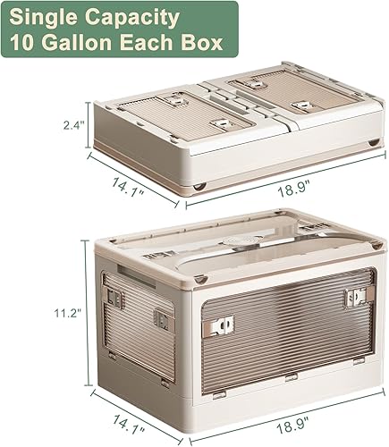 Miniatura 5 de ocharzy Contenedores de almacenamiento apilables, organizadores y almacenamiento de armario, contenedores de almacenamiento plegables de 10 galones