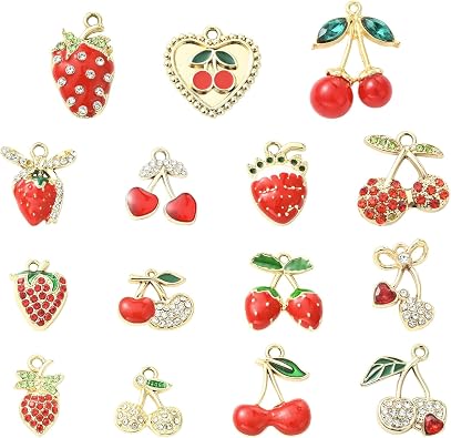 Flower Fruit Food Dessert Theme Alloy Enamel Charms for DIY Jewelry Bracelet Necklace Earring Keychain Decor