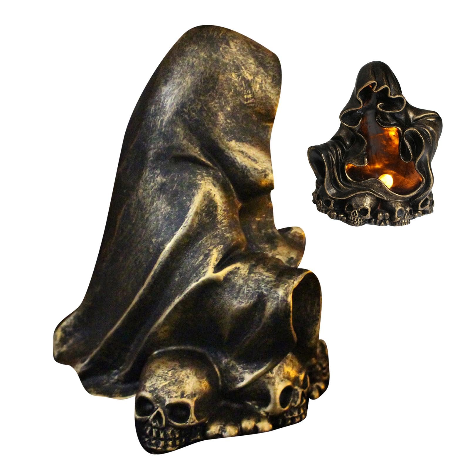 Statue fantôme sans visage avec lampe pour créer une ambiance nocturne sur l'étagère