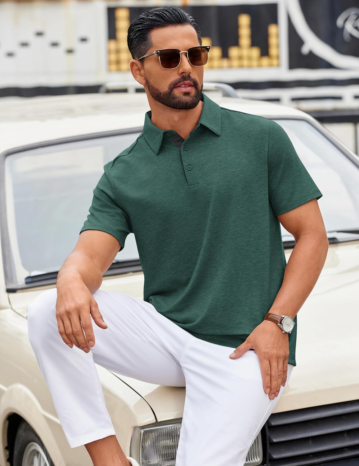COOFANDY Mens Polo Shirts Short Sleeve Casual Summer Polo Tee Classic Collared Golf Stylish Tops - Image 4