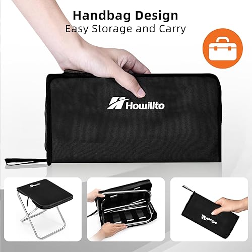 Miniatura 3 de Taburete de campamento, taburete plegable portátil de 16 pulgadas de alto con bolsa de transporte, silla ultraligera mejorada con asiento espacioso