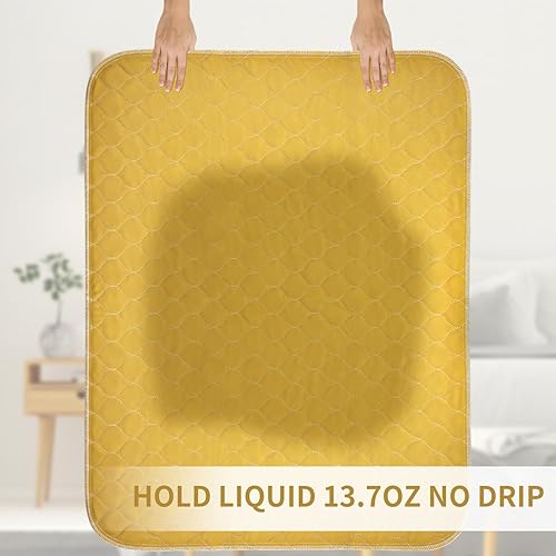 Miniatura 5 de Paquete de 3 almohadillas refrescantes reutilizables para cama de adultos de 34 x 52 pulgadas, almohadillas grandes para incontinencia impermeables,