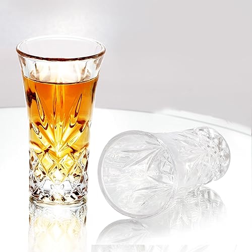 Miniatura 7 de Vasos de tequila con base pesada, vasos cordiales de 2 onzas (juego de 6)  Forma clásica de vidrio elegante  Auténtico juego de vasos de chupito de