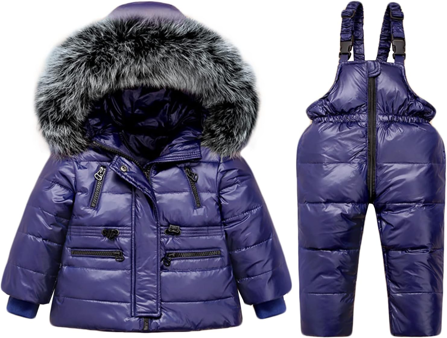 Kids Snowsuit 2-Piece Skisuit Set - Winter Puffer Jacket and Snow Bib Pants