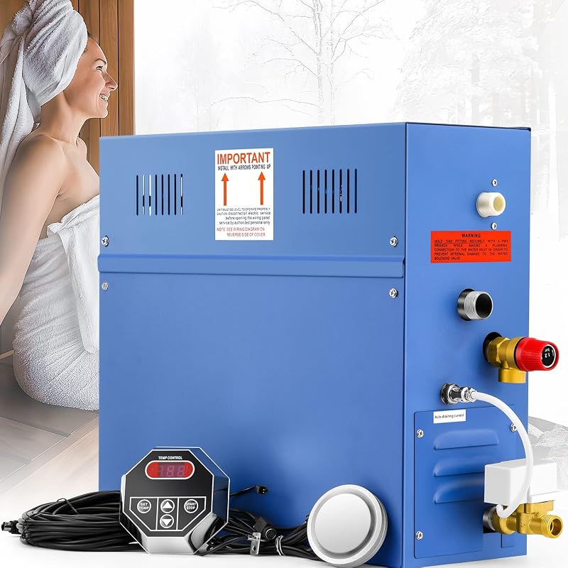 Steam Shower Generator Kit 9KW for Bath Sauna SPA, Self-draining System, Aromatherapy Steam Head, LED Waterproof Controller 77-131℉ For Home Commercial Use