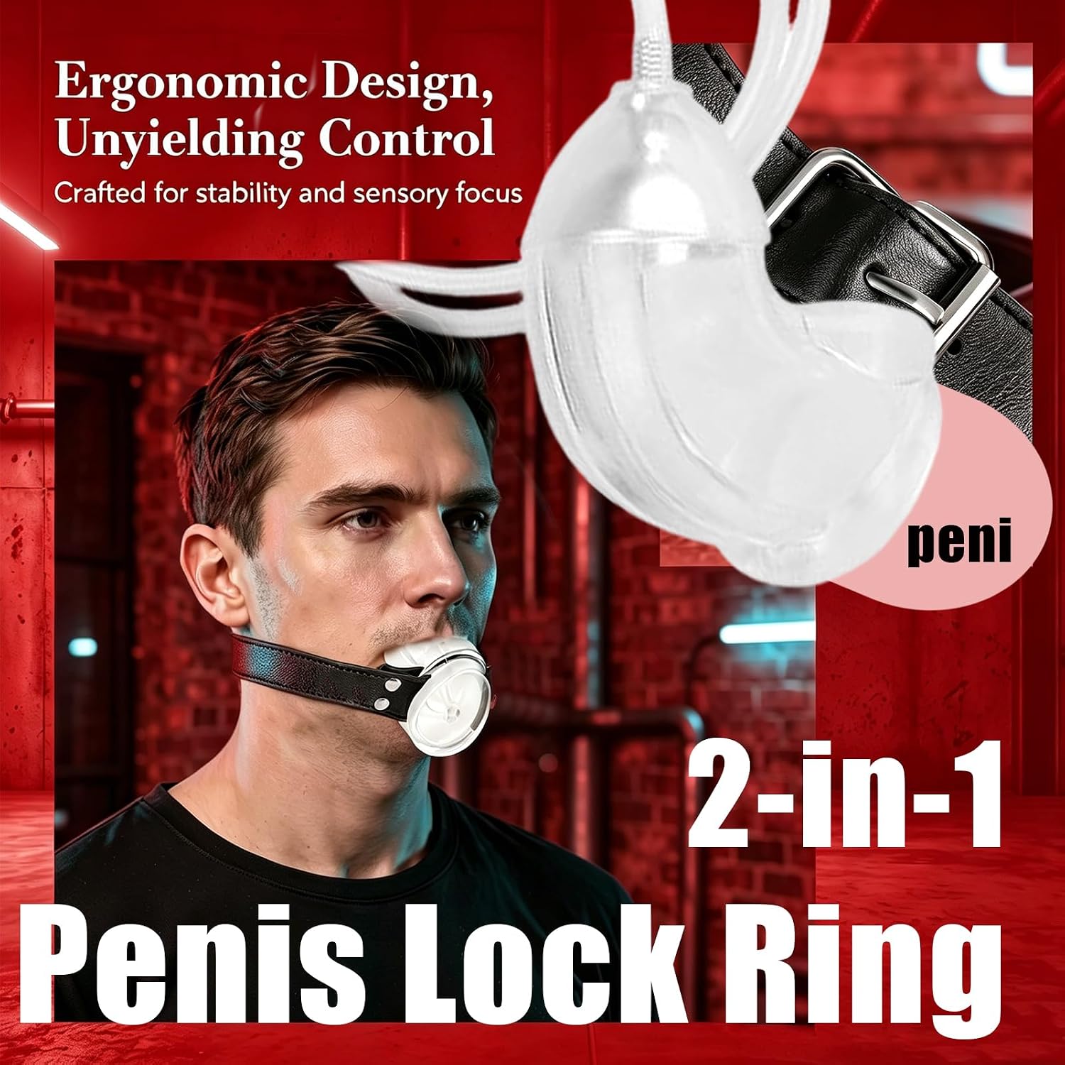 Open Mouth Gags with Piss Funnel Penis Gag with Masturbation Penis Sleeve