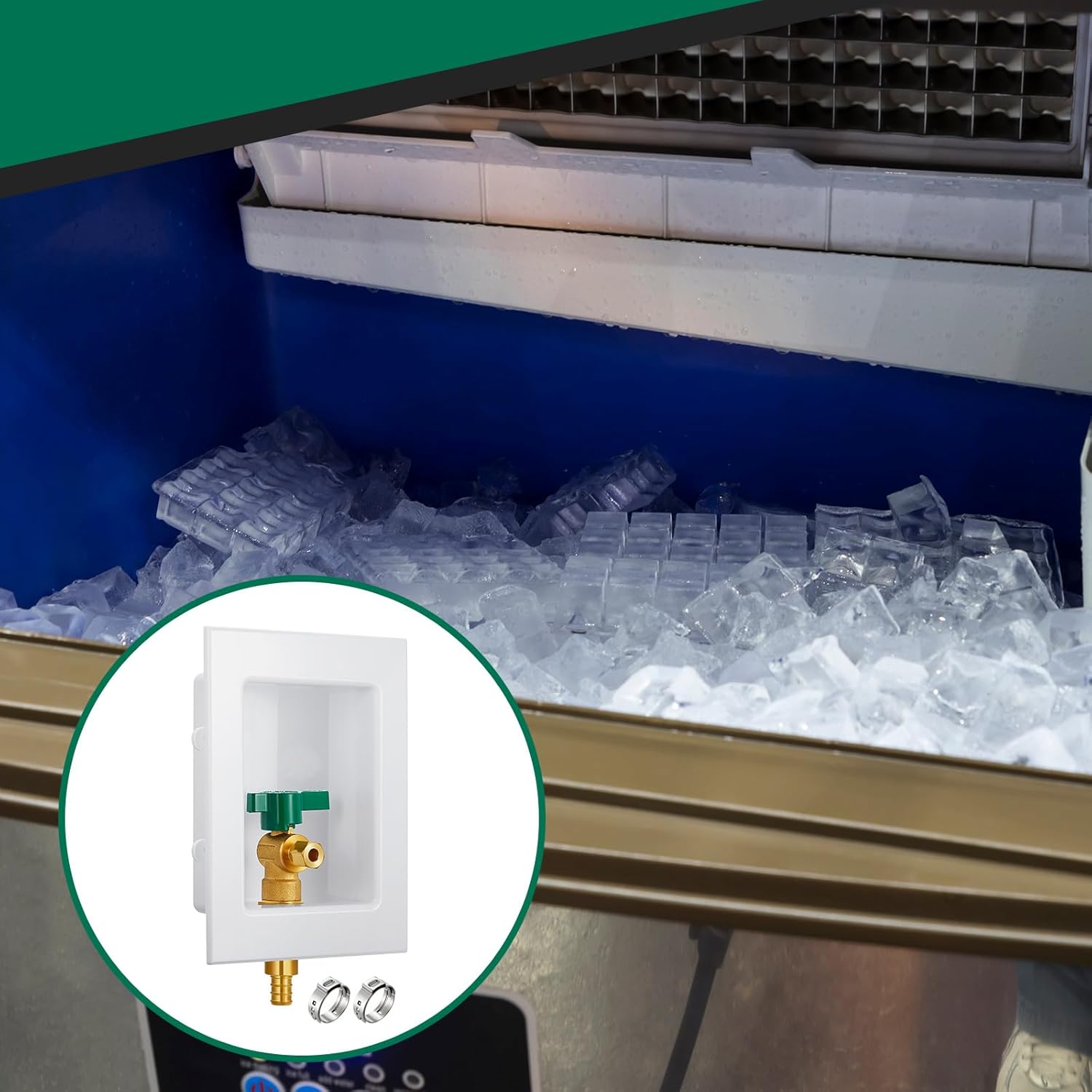 Hicarer 2 Set Ice Maker Outlet Box Pre Assembled Box 1/2 Inch Pex F1807 Crimp with Installed 1/4 Turn Ball Valve for Ice Maker Supply