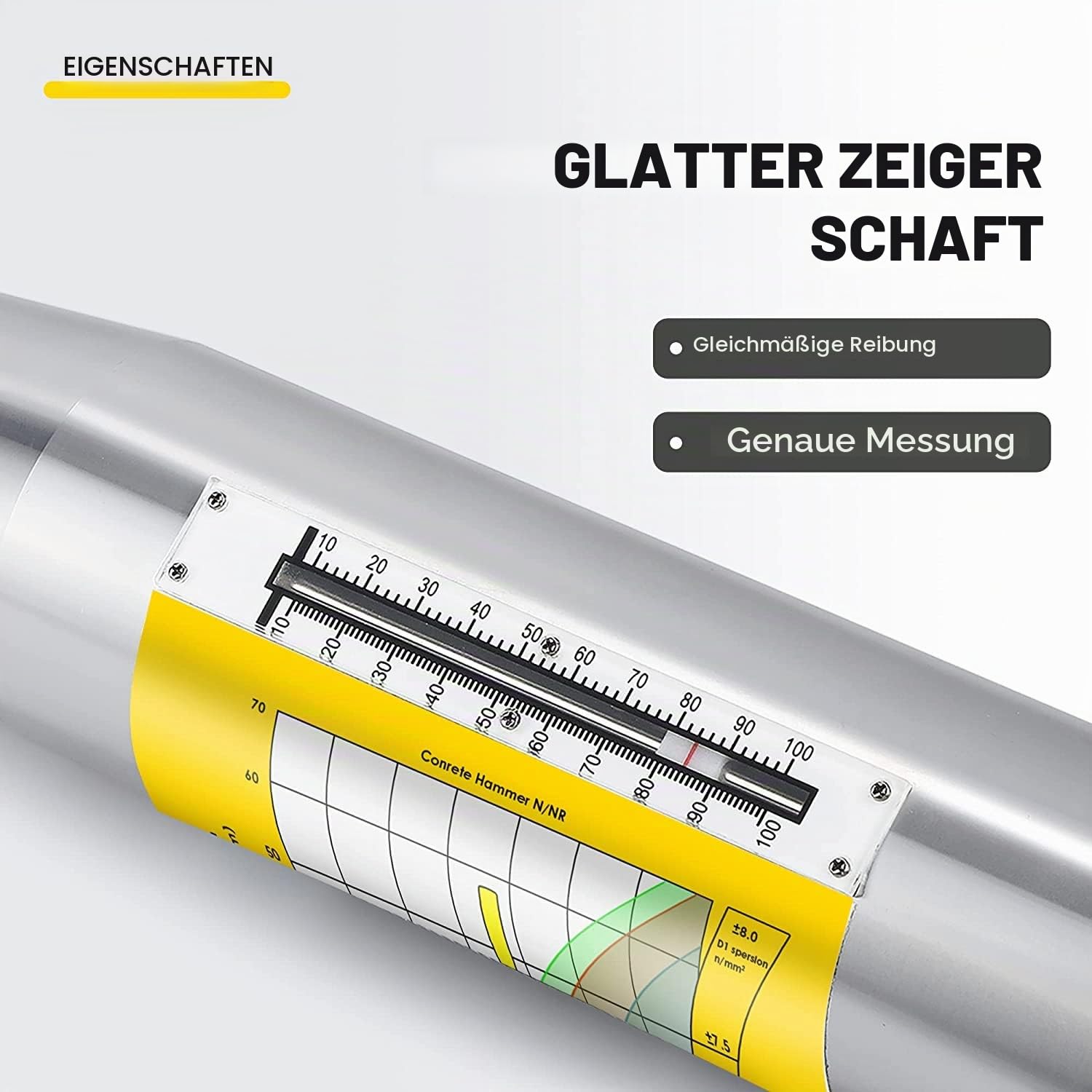 CGOLDENWALL Betonhärteprüfer Hammer Beton-Rückprallhammer Hammerprüfgerät mit Deutsch-Handbuch Resiliometer Test im Bereich von 10-60Mpa ZC3-A mit Englischem Etikett und Kalibrierungszertifikat