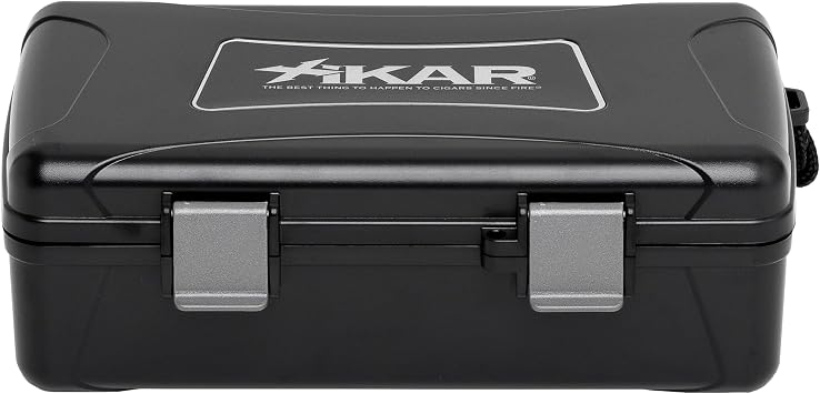Xikar Cigar Travel Carrying Case, Holds Up to 10 Cigars, Made of ABS Molded Plastic, Includes 1 Humidifier, Watertight, Crushproof, Airtight, Black