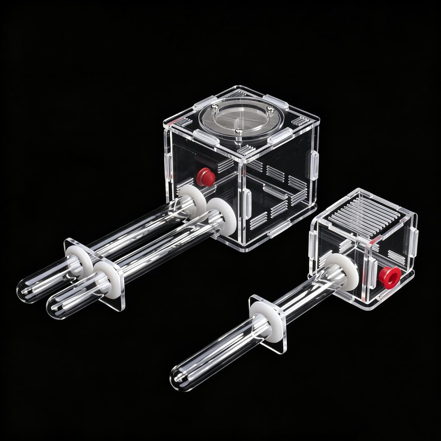 Acrylic Ant Farm Nest Tube, Clear Transparent Mini Formicarium, Scientific Observation Kit with Mesh Cover, Educational Ant Housing System (Double Test Tube)