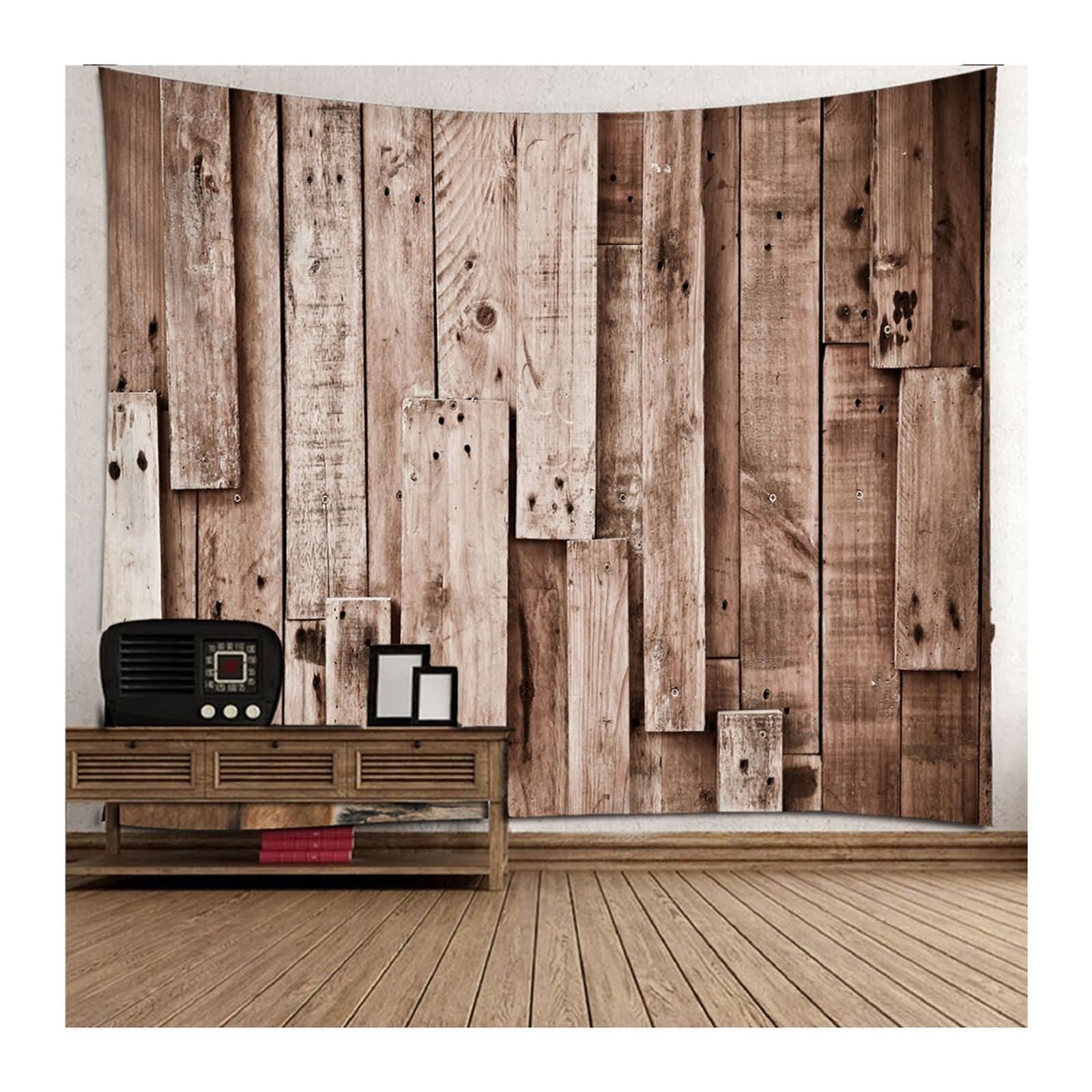 Tapices para Sofas,(300x260CM) Tapices Salon Marrón Tapiz de Pared Poliéster Tablas de Madera