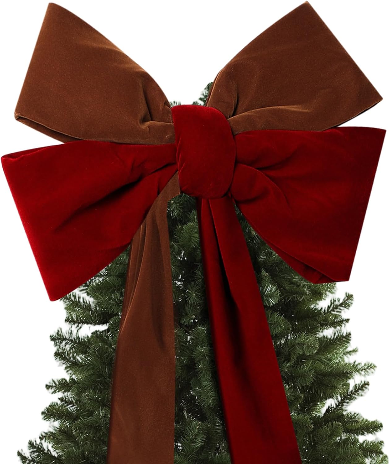 2Pcs Large Christmas Velvet Burgundy Bows13'' x 45''Christmas Front Door Bows with Long Tail Ribbon Xmas Tree Topper Holiday Wreaths Decor Stair Garland for Mantel Fireplace Porch