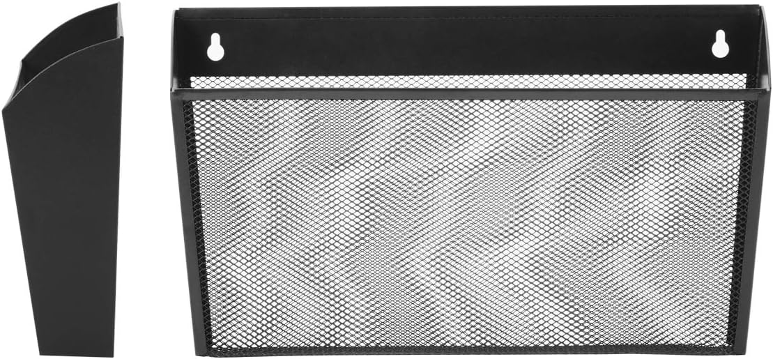 DESIGNA File Binder Holder Wall Mount, Mesh Bin Office Wall Folder File Letter Magazine Hanging Mail Organizer Black