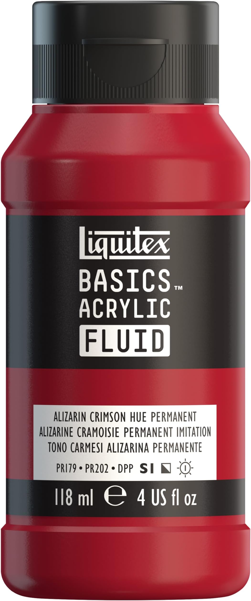 Liquitex Basics Acrylic Fluid, 118ml Bottle, Alizarin Crimson Permanent Hue
