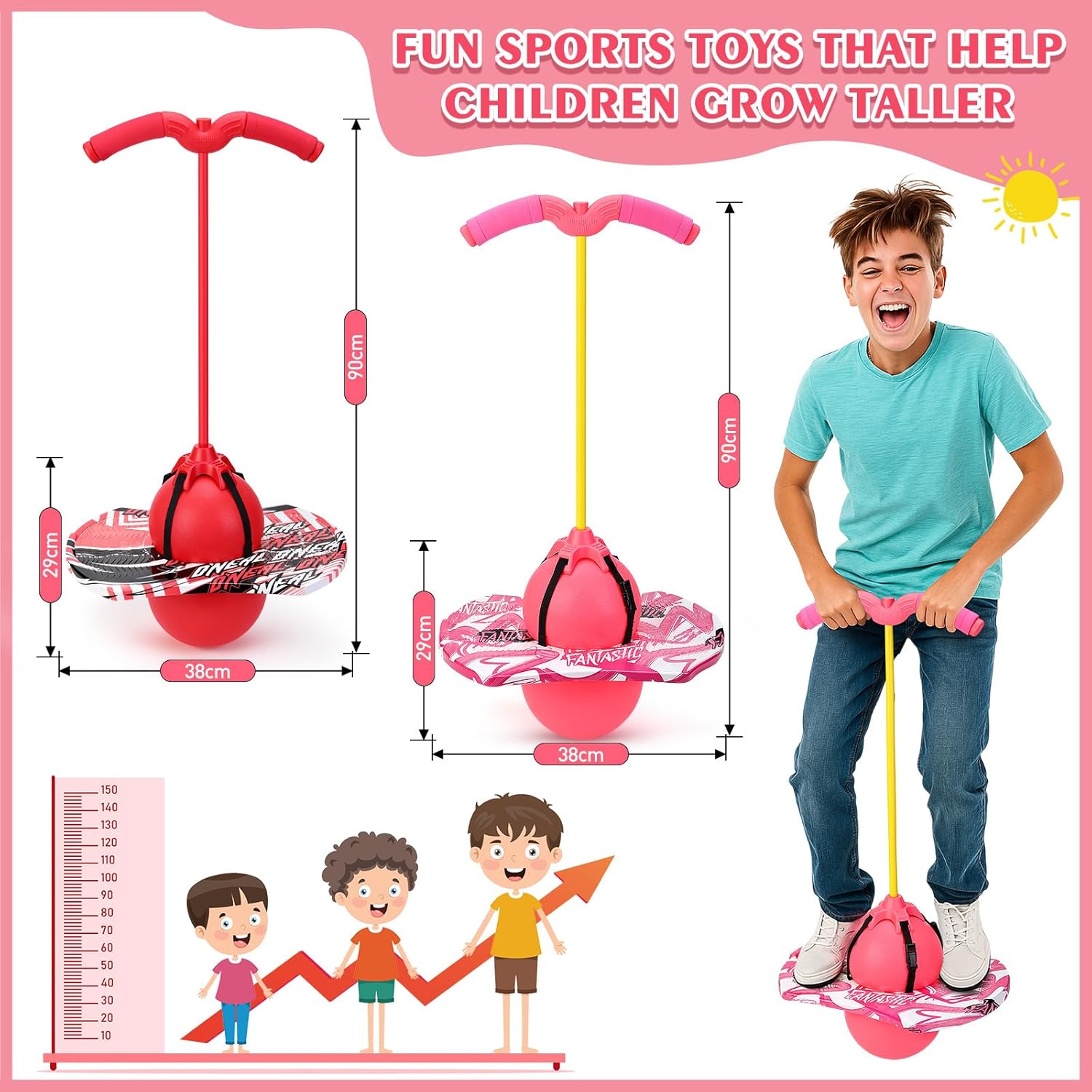 Layhit 2 Pcs Pogo Jumper with Handle for Kids Pump Pogo Ball Stick Jumper Balance Bounce Ball with Pump and Strong Grip for Adults Teen Indoor Outdoor