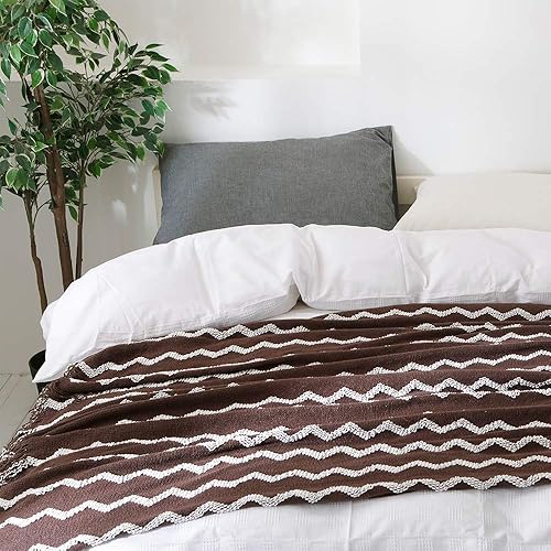 Miniatura 6 de Bourina - Manta de chenilla de punto, ligera, suave, acogedora, para cama, sofá, silla