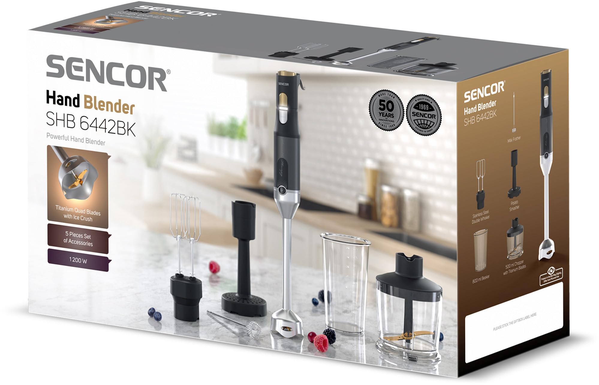 Frullatore Immersione Potente Frullatore Ad Immersione Sencor 1200W - 6 Accessori Inclusi Con Lame Titanio Frullatore Tritatutto Multifunzione - Foto 10